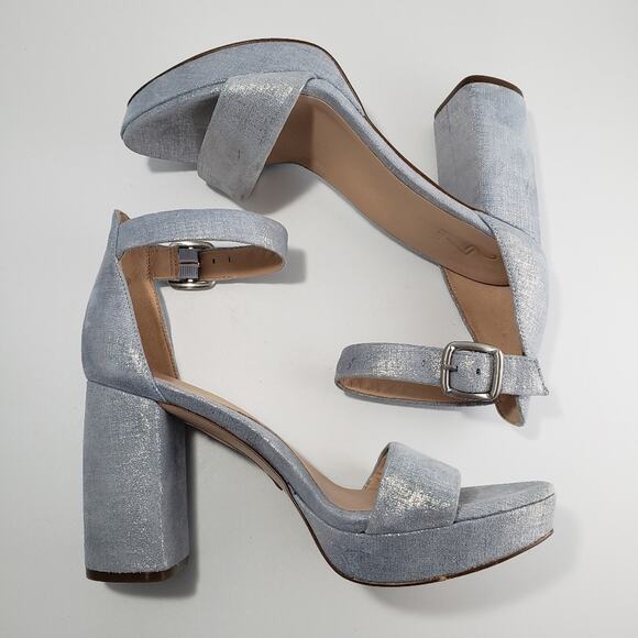 27 Edit Naturalizer Briar Blue Metallic Suede Block Heels - Picture 3 of 9
